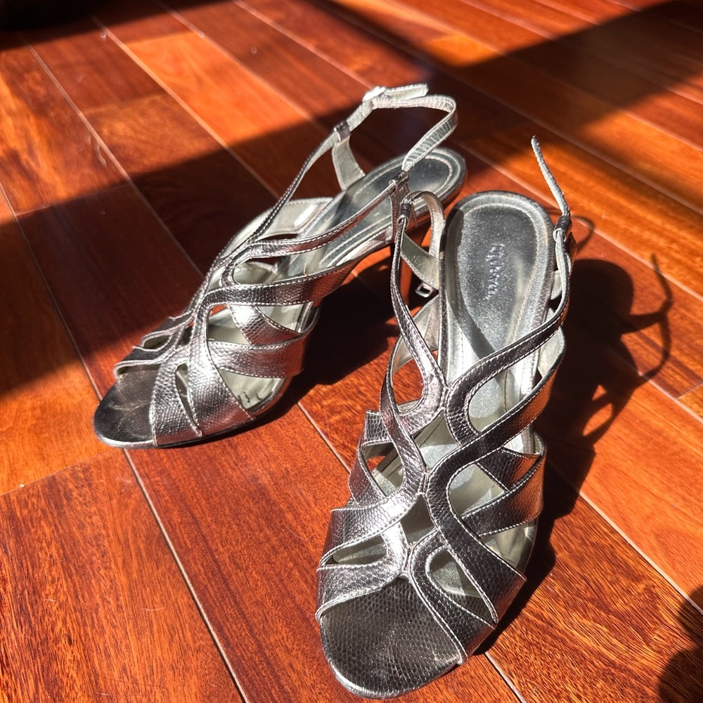 Silver Strappy Heels